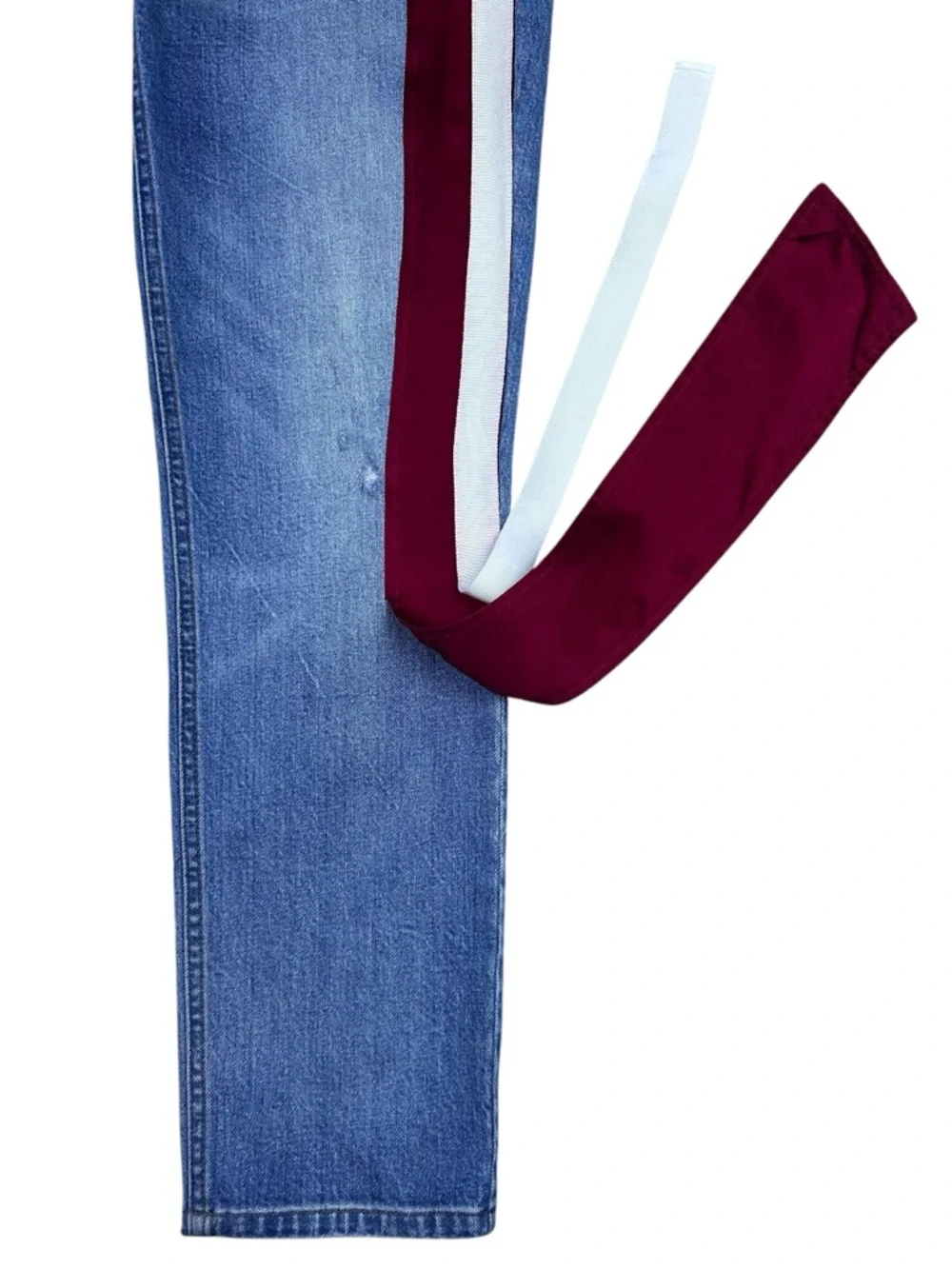 Hellessy High Rise Straight Leg Grosgrain Stripe Side Trim Jeans 28x29 Festival